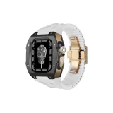 Rose Case Black Bezel, White Strap