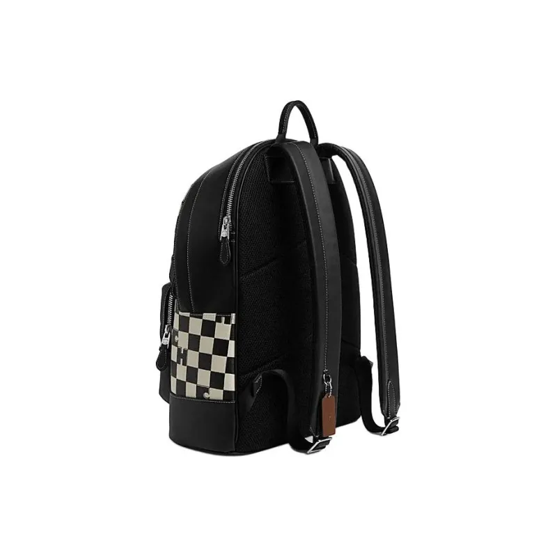COACH West Cow Leather With Leather And Fabric Backpack Tubas Women's Hardware & Black & Chalk-1
