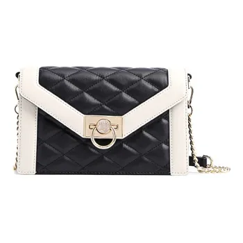 FION Cow Leather Small Square Bag Shoulder Bag Crossbody Bag Small Size Women's Black Gray Color