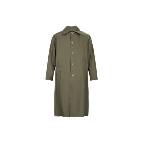 URBAN REVIVO Trench Coats Men Olive Green