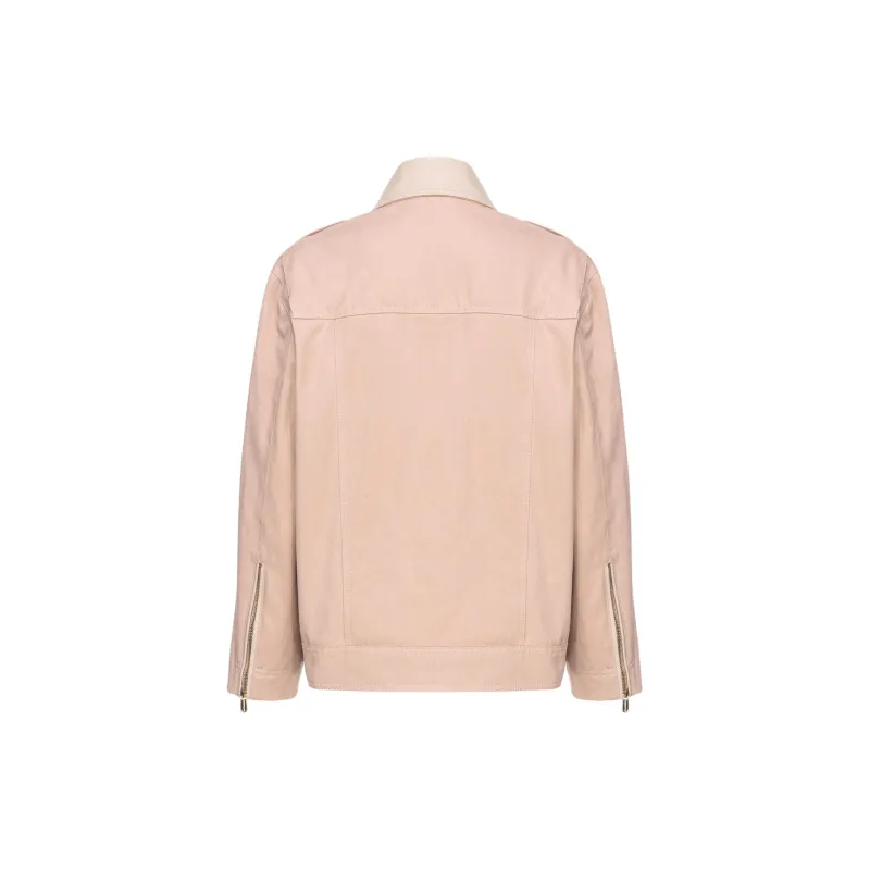 PINKO Leather trim Cotton Biker Jacket-1