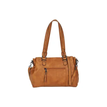 H HEXAGONA PARIS Microfiber Synthetic Leather One Shoulder Handbag Medium Size Women's Brown