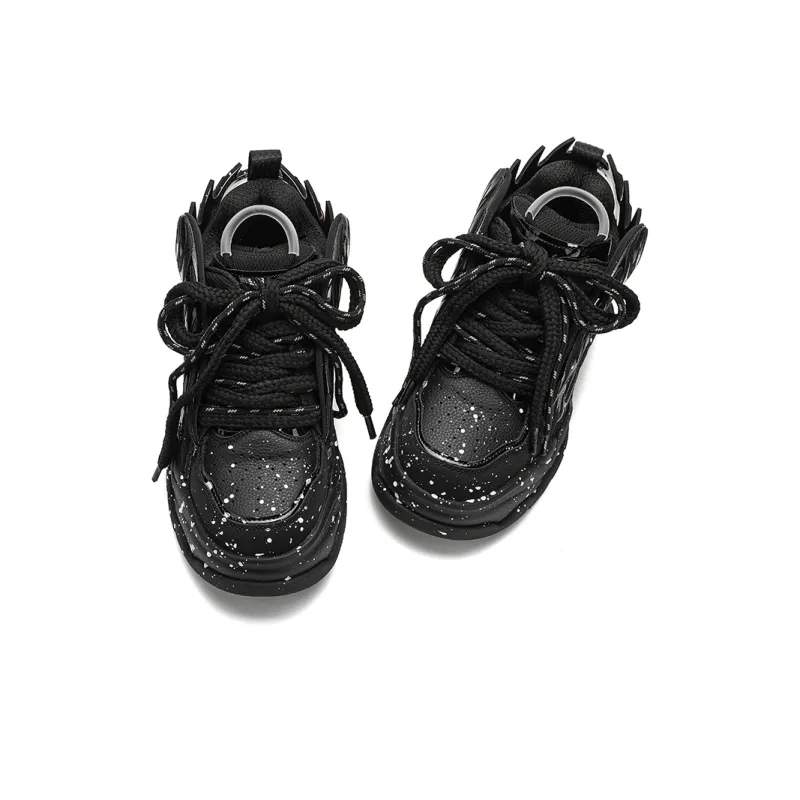 X·LUN Snowy Foot Collection Height Increasing Wear Resistant Slip Resistant Low Top Skateboard Shoes Unisex Black-3