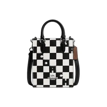 COACH N/S Artificial Leather Tote Bag Shopping Bag Handbag Mini Women's Silver Hardware/Black/White Beige