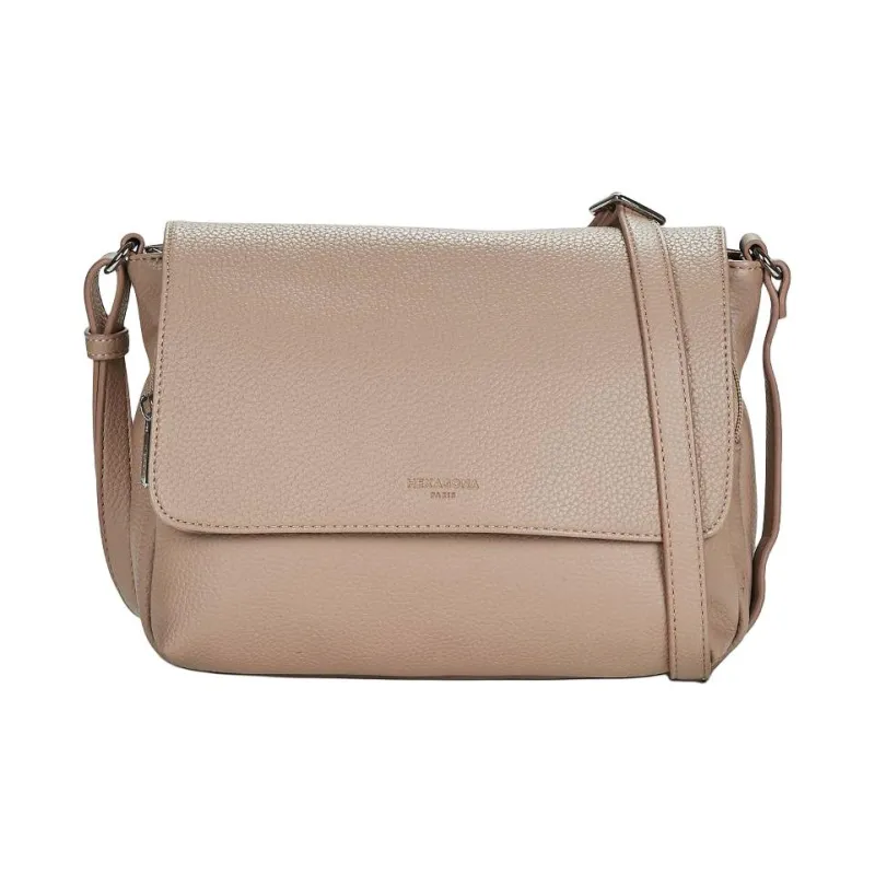 H HEXAGONA PARIS Synthetic Leather Shoulder Bag, Crossbody Bag Women's Apricot-0