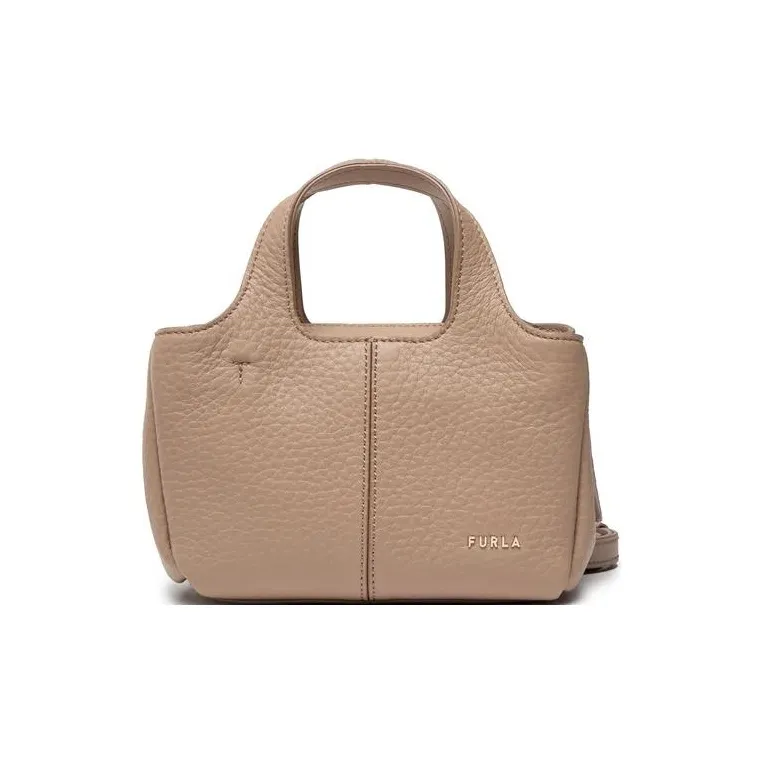 Furla Leather Tote Bag Shopping Bag Shoulder Bag Crossbody Bag Handbag Mini Unisex Taupe-0