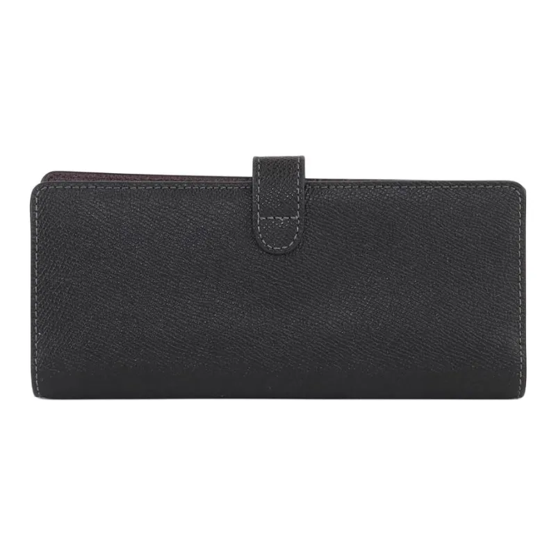 COACH Slim Wallet Cross-Stitch Leather Wallet Women's Black-3