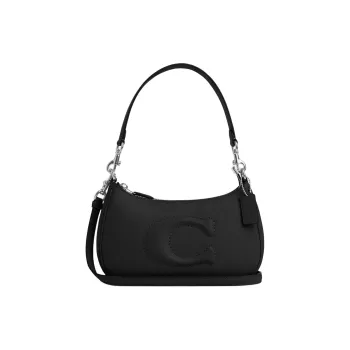 COACH Teri Smooth Leather Portable Crossbody Bag Shoulder Bag Medium Size Women's Silver & Black