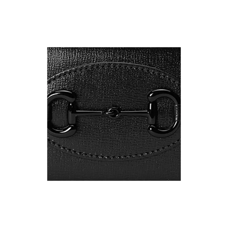 GUCCI Horsebit 1955 Leather Card Holder Wallet Women's Black-6