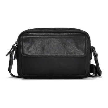 Old Man's Head Top Grain Cow Leather Shoulder Bag Crossbody Bag Regular Men's Black