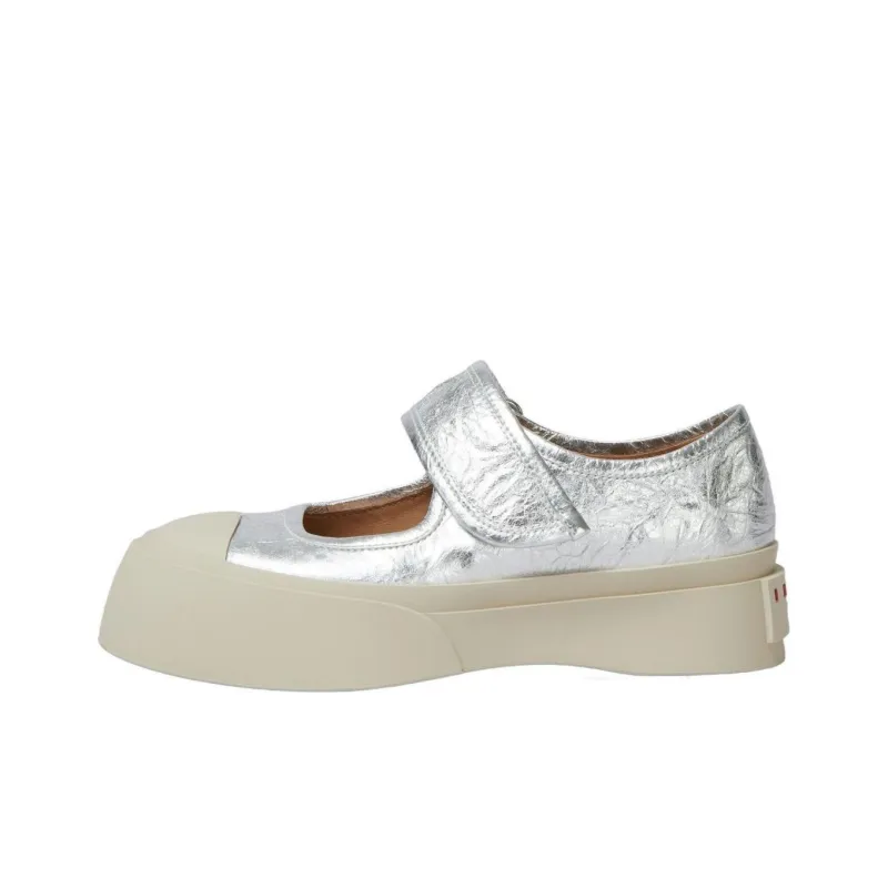 MARNI Mary Jane Metallic Wrinkled Sneakers Women's-0
