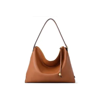 FION Cow Leather Handbag Shoulder Bag Crossbody Bag Large Size Women's Earth Brown