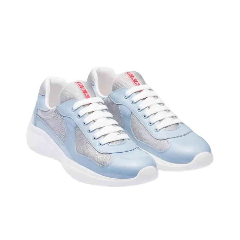 PRADA Abrasion-Resistant Low-Top Sports Casual Shoes Men's Blue Gray-2