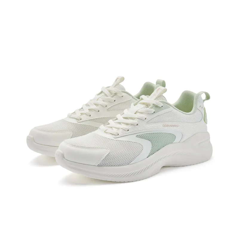 QIAODAN Balanced Lightweight Low Top Running Shoes Men's White Green-2