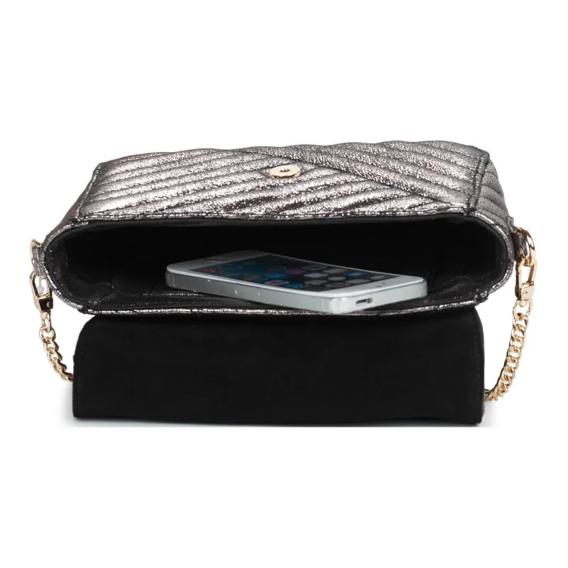 Petite Mendigote Cow Leather Crossbody Bag, Shoulder Bag Women's Gray-4