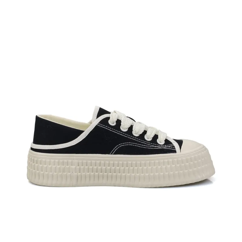 B10CROWN Anti Slip And Wear Resistant Balance Low Top Canvas Shoes Women's Black-1