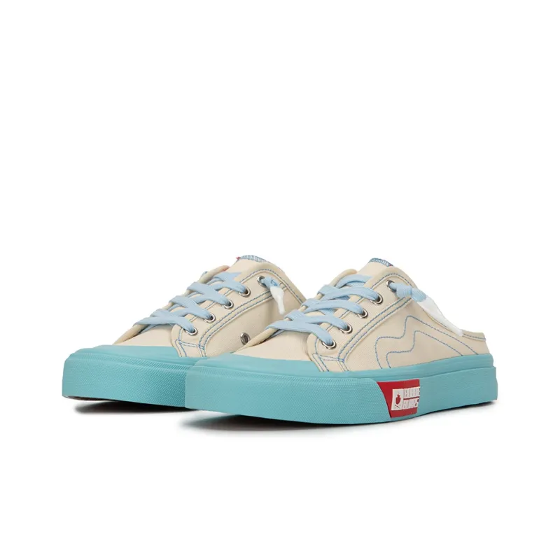 BOBBIE BURNS Slip-Resistant Cushioning Low-Top Skateboard Shoes Unisex White Blue-2