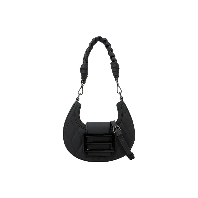 MACKJANICE Polyurethane With Synthetic Leather Shoulder Bag Women's Black-1