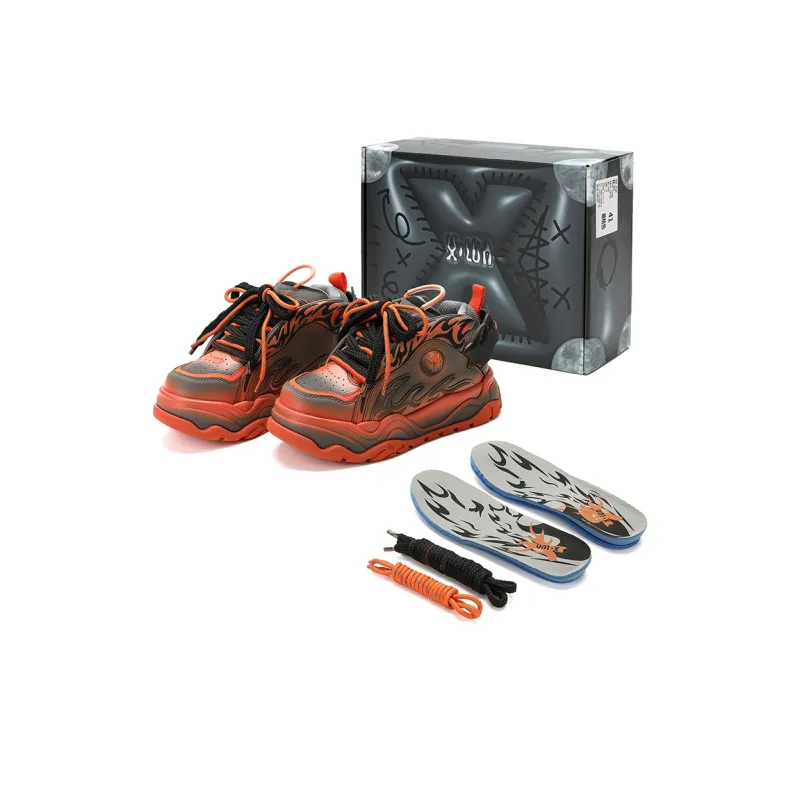 X·LUN Snowy Foot Collection Height Increasing Slip Resistant Low Top Skateboard Shoes Unisex Orange-5