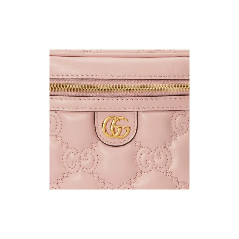 GUCCI GG Matelassé Leather Controller Bag With Makeup Box One Shoulder Handbags Mini Women's Pink-7