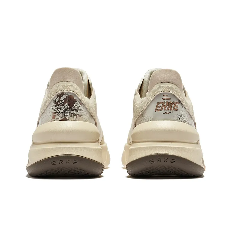 Erke Snapdragon Brave Wear Resistant Slip Resistant Low Top Skateboard Shoes Women's Microcrystal White Khaki-3