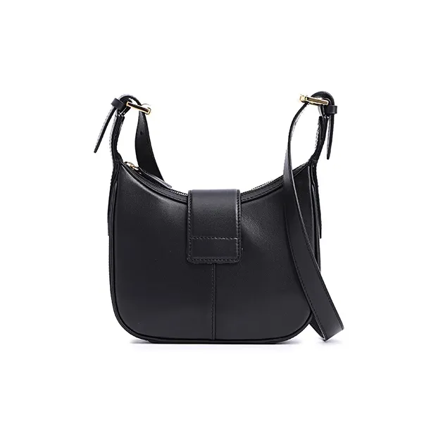 FION With Cow Leather And Sheepskin Crossbody Bag, Shoulder Bag Small Size Women's Black-3