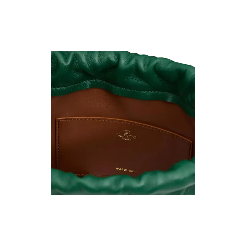 Valentino Nappa Leather Bucket Bag, Shoulder Bag, Crossbody Bag Mini Women's Green-6
