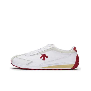DESCENTE Cron Racer Shock Absorbers With Slip Resistant Features Low Top Casual Running Shoes Unisex White Red