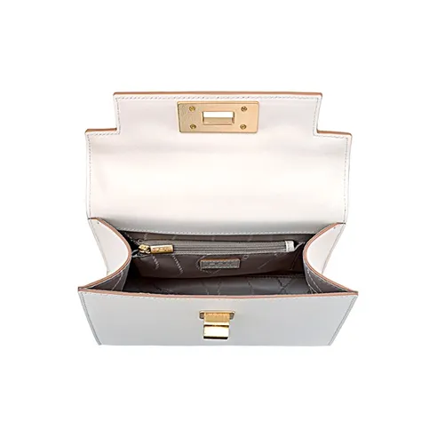 FION Cow Leather Shoulder Bag Crossbody Bag Handbag Women's White-5