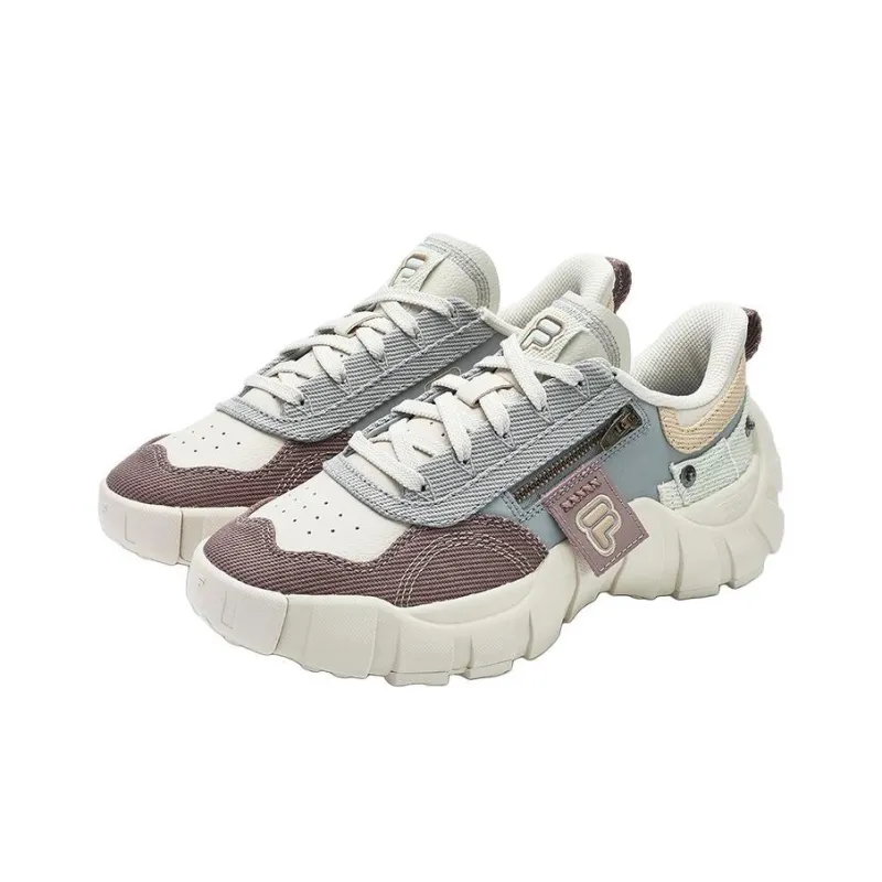 FILA FUSION BONE DX Spine Shoes Cushioning Anti-Slip And Wear-Resistant Low-Top Casual Shoes Women's Beige Gray-1