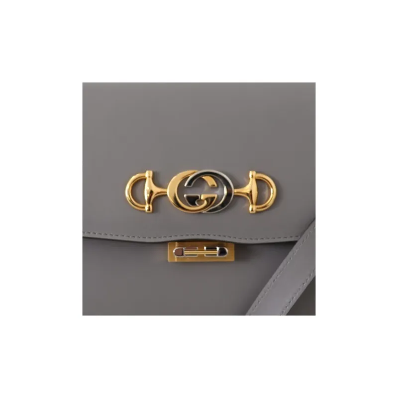 GUCCI Zumi Leather Crossbody Bag Shoulder Bag Women's Gray-3