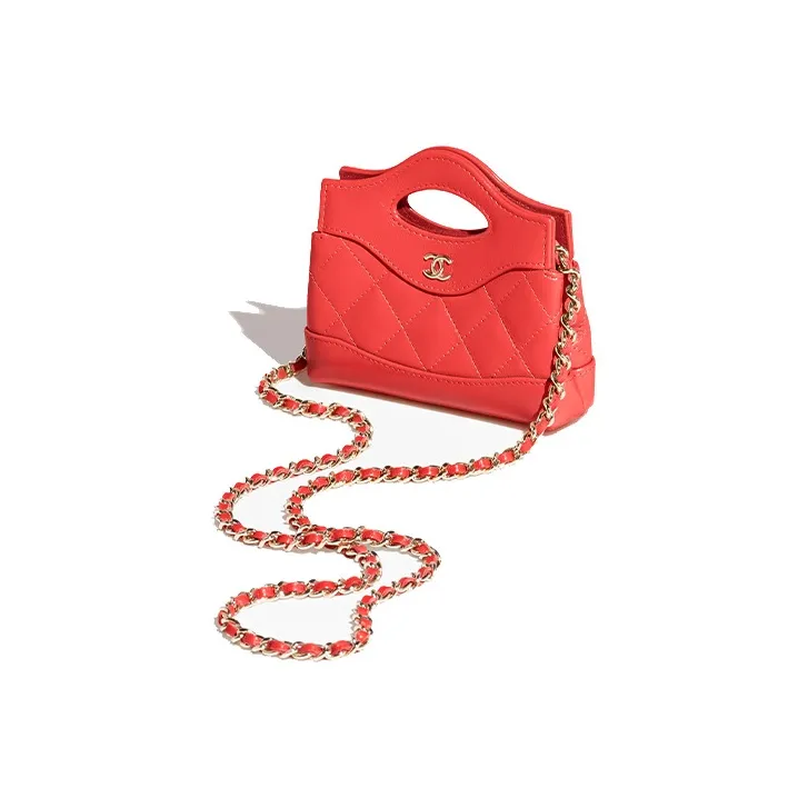 CHANEL Bright Lambskin Handbag, Shoulder Bag, Crossbody Bag Women's Rouge Red-1