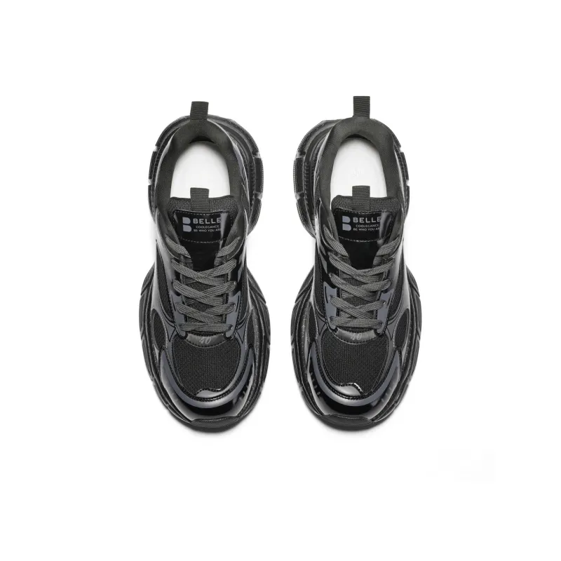 BELLE Abrasion-Resistant Slip-Resistant Low-Top Chunky Sneakers Men's Gray Black White-7