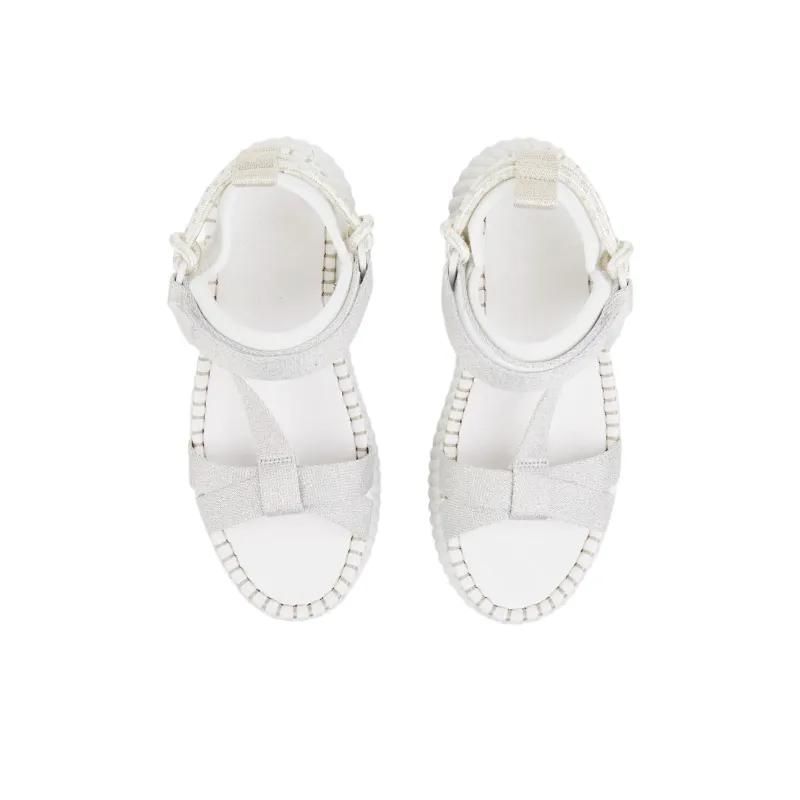 Chloe Nama Strap Sandals 8cm Women's White Gray-3