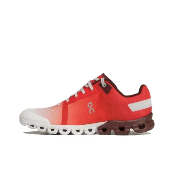 On Cloudflow Cushioning Wear Resistant Low Top Running Shoes Women's Red White
