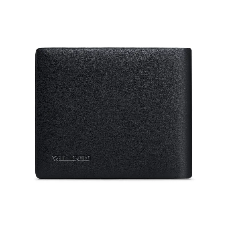 WilliamPOLO Top Grain Cow Leather Cropped Premium Wallet With Multiple Card Slots And Money Clip Men's Black-1
