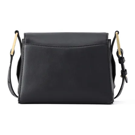 FION Cow Leather Stackable Small Square Bag, Crossbody Bag, Shoulder Bag Women's Classic Black-2