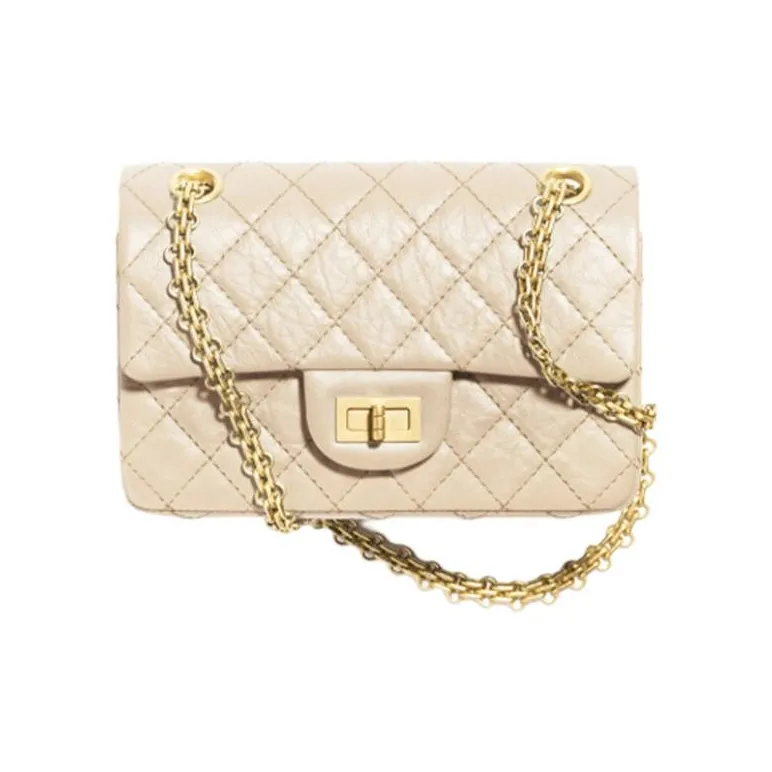 CHANEL 2.55 Calfskin Portable Crossbody Bag Shoulder Bag Women's Milk Tea-0