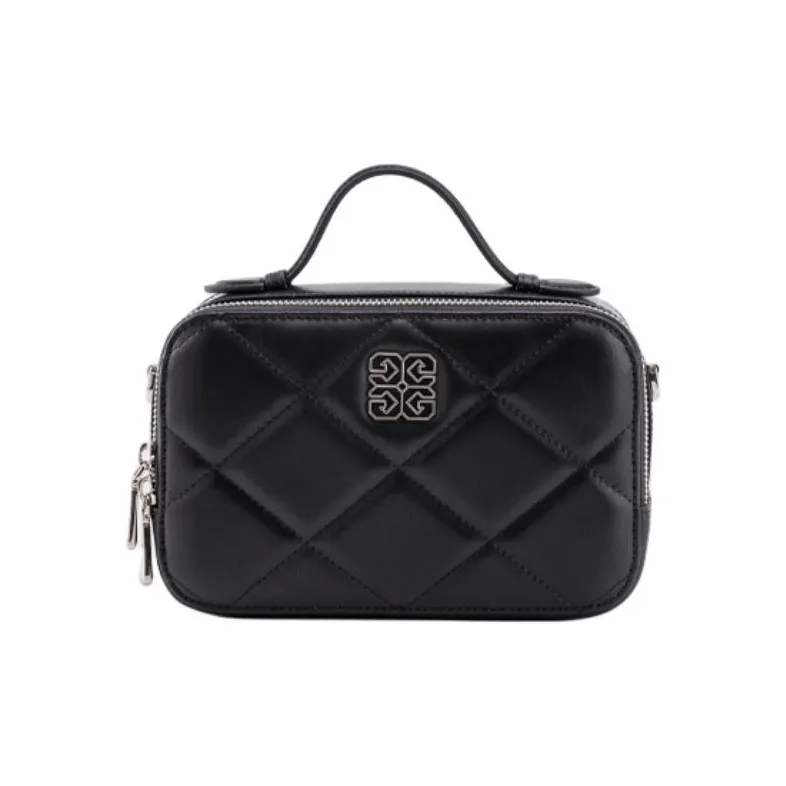 HONGU Cow Leather Camera Bag, One Shoulder Handbag Regular Women's Ecru/Pitch Black-2