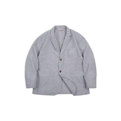 MADEN Jackets Men Gray White Stripes