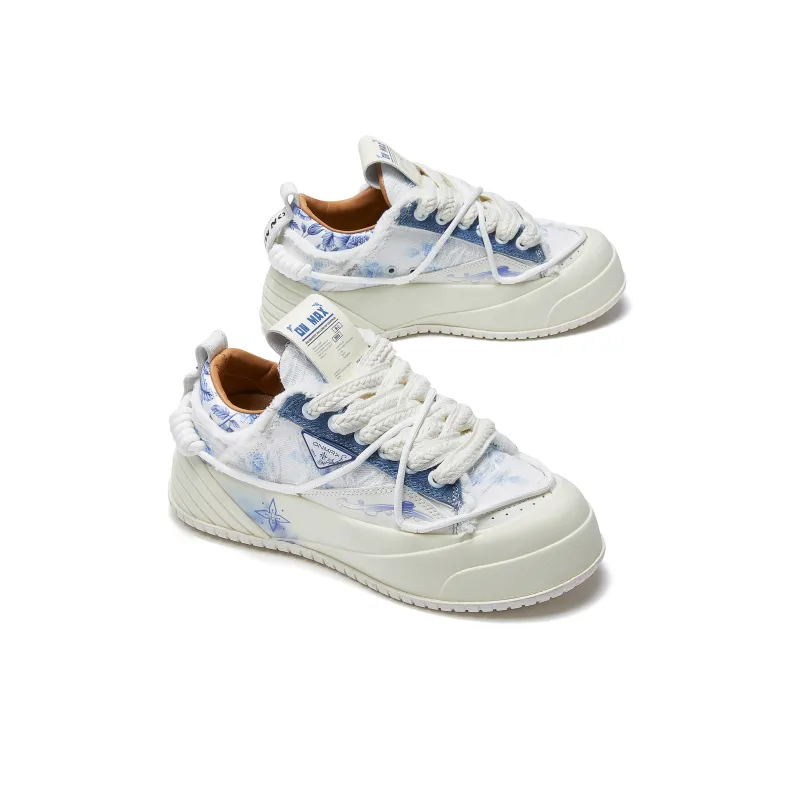ON MAX Paper Airplane Series Abrasion Resistant Height Increasing Low Top Skateboard Shoes Unisex Blue White-2