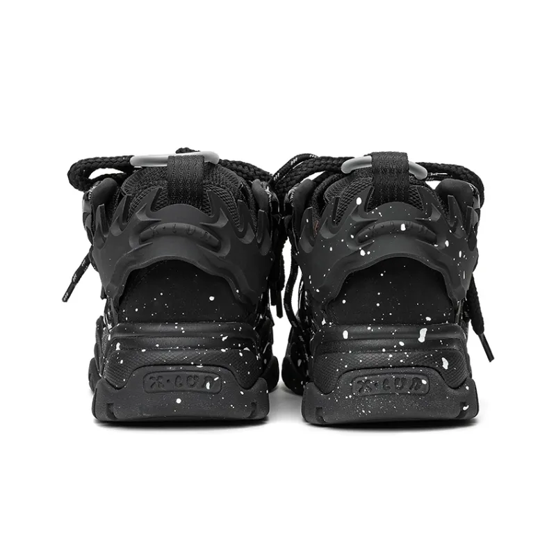 X·LUN Snowy Foot Collection Height Increasing Wear Resistant Slip Resistant Low Top Skateboard Shoes Unisex Black-4