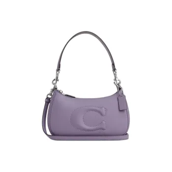 COACH Teri Smooth Leather Portable Crossbody Bag, Shoulder Bag Medium Size Women's Silver & Light Purple