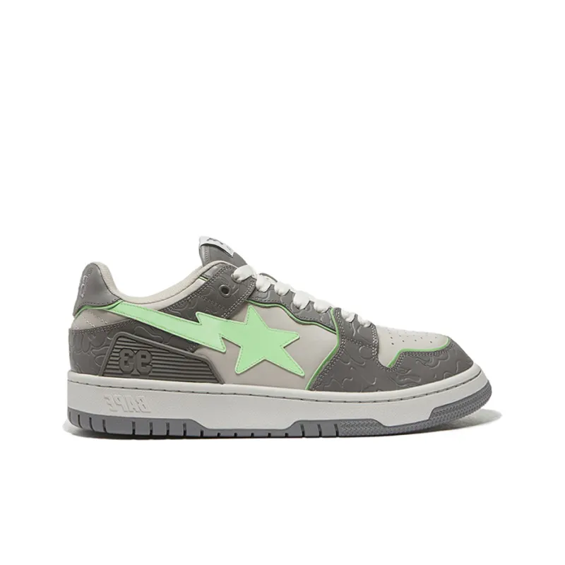 A BATHING APE SK8 STA Stylish Skateboarding Shoes Women's Gray Green-1