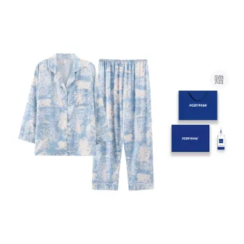 Floating Light Islands Pajama Set Women's Gift Box Set Light Blue