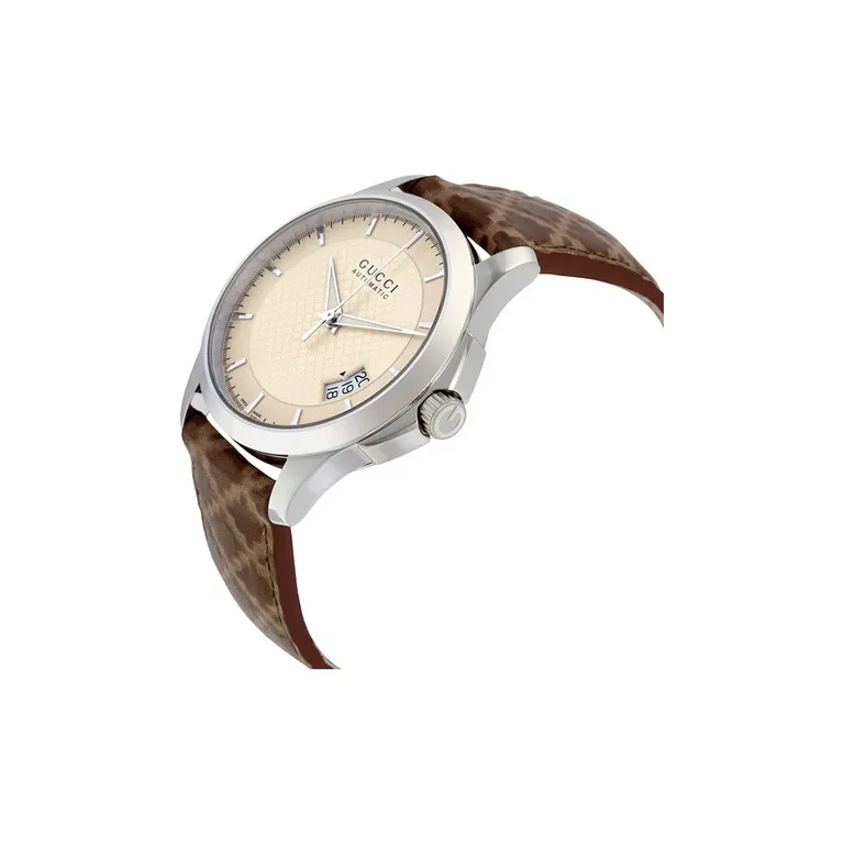 GUCCI Wrist Watch Automatic Mechanical Movement Leather Watch Bands 38mm Beige Watch Dial Unisex-1