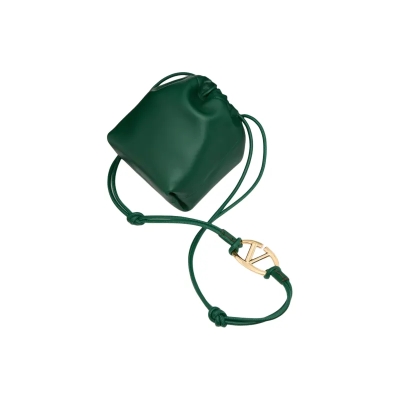 Valentino Nappa Leather Bucket Bag, Shoulder Bag, Crossbody Bag Mini Women's Green-4