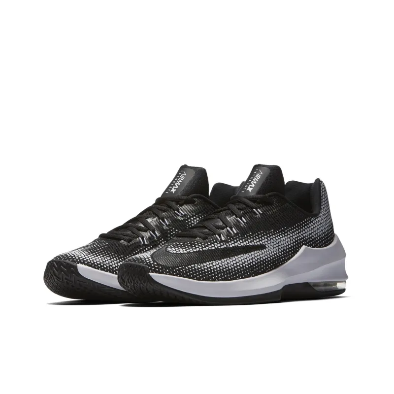 Nike Air Max Infuriate Cushioning, Wear Resistant Mid Top Basketball Shoes Men's Black White-1