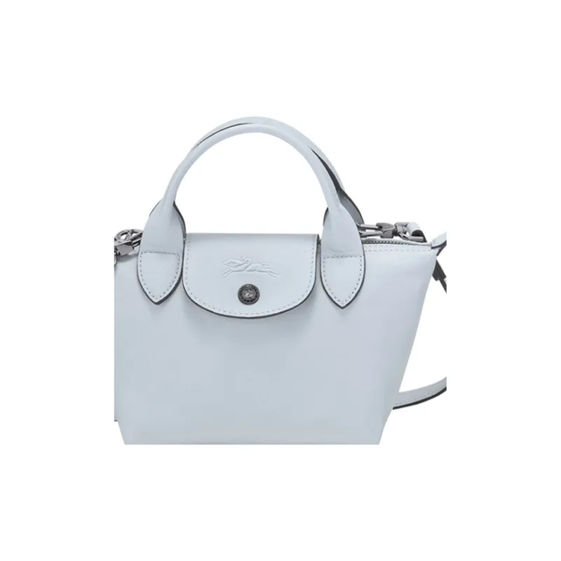 LONGCHAMP Sheepskin Short Handle Dumpling Bag, Shoulder Bag, Crossbody Bag, Handbag Mini Women's Sky Blue-7