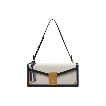 THOM BROWNE· Fabric With Cow Leather Handbag, Shoulder Bag Medium Size Women's